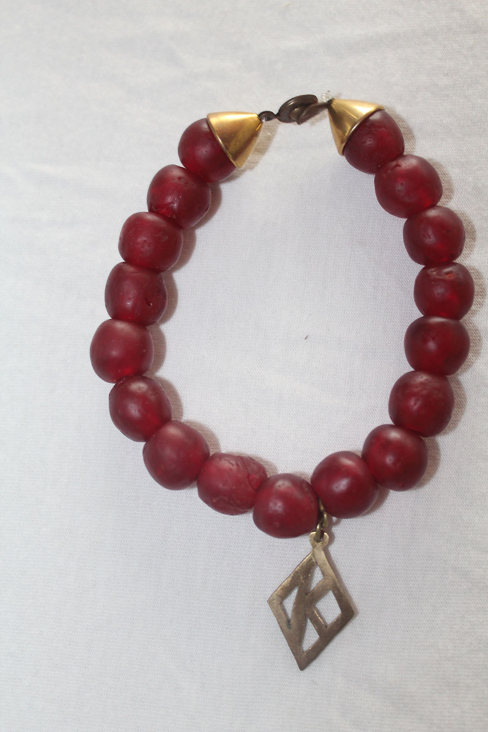 Thumbnail: Brass "K" Diamond Glass Bead Bracelet