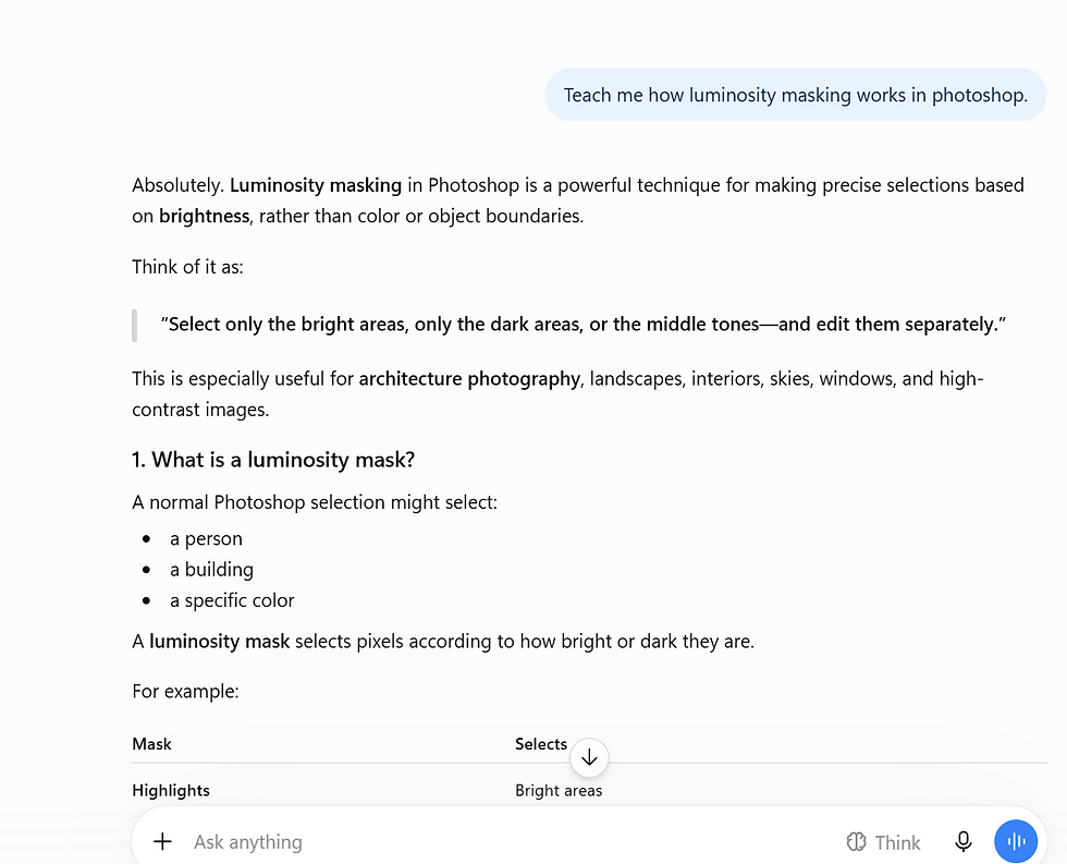 Riya uses AI tools to become familiar with architectural software.