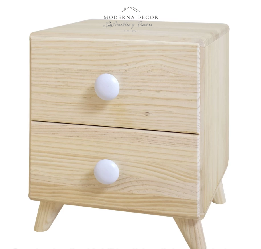 MESITA DE NOCHE PICCOLO 2 CAJONES DE MADERA NATURAL-047