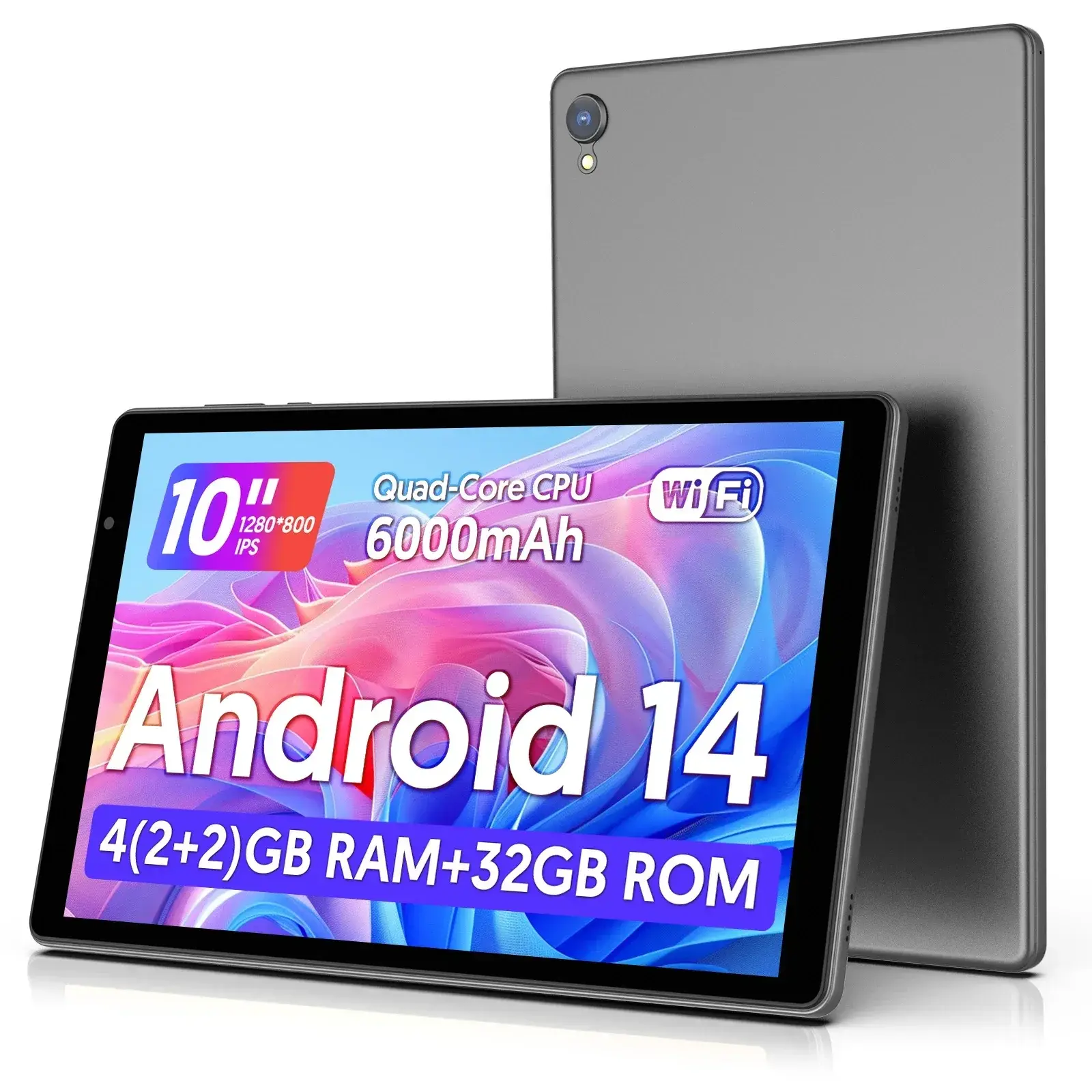 Latest Android 14 Tablet, 10-inch Tablet, Quad-core Processor, 5G WiFi, 4GB ROM