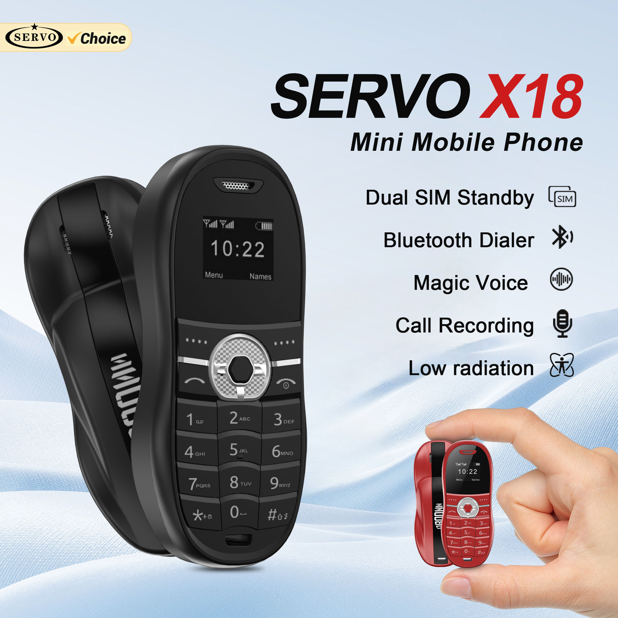 SERVO X18 Car Style Mini Mobile Phone Magic Voice Blacklist Call Recording Bluet