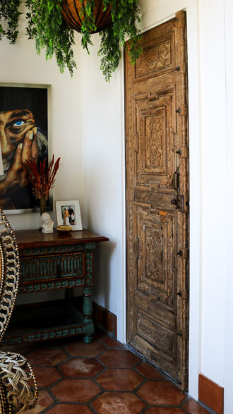 Reclaimed Mahogany church door for half bath
