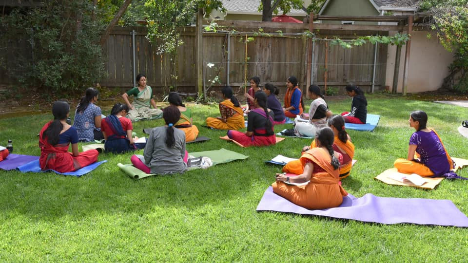 Vidhya Subramanian, bharatanatyam dancer teaches a session to young dancers