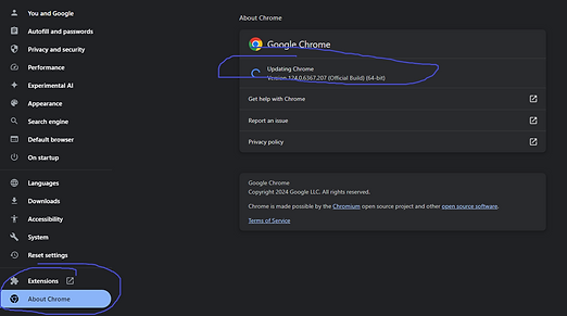 Chrome checking for an update