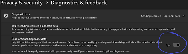 Step 3 of Diagnostics Data method