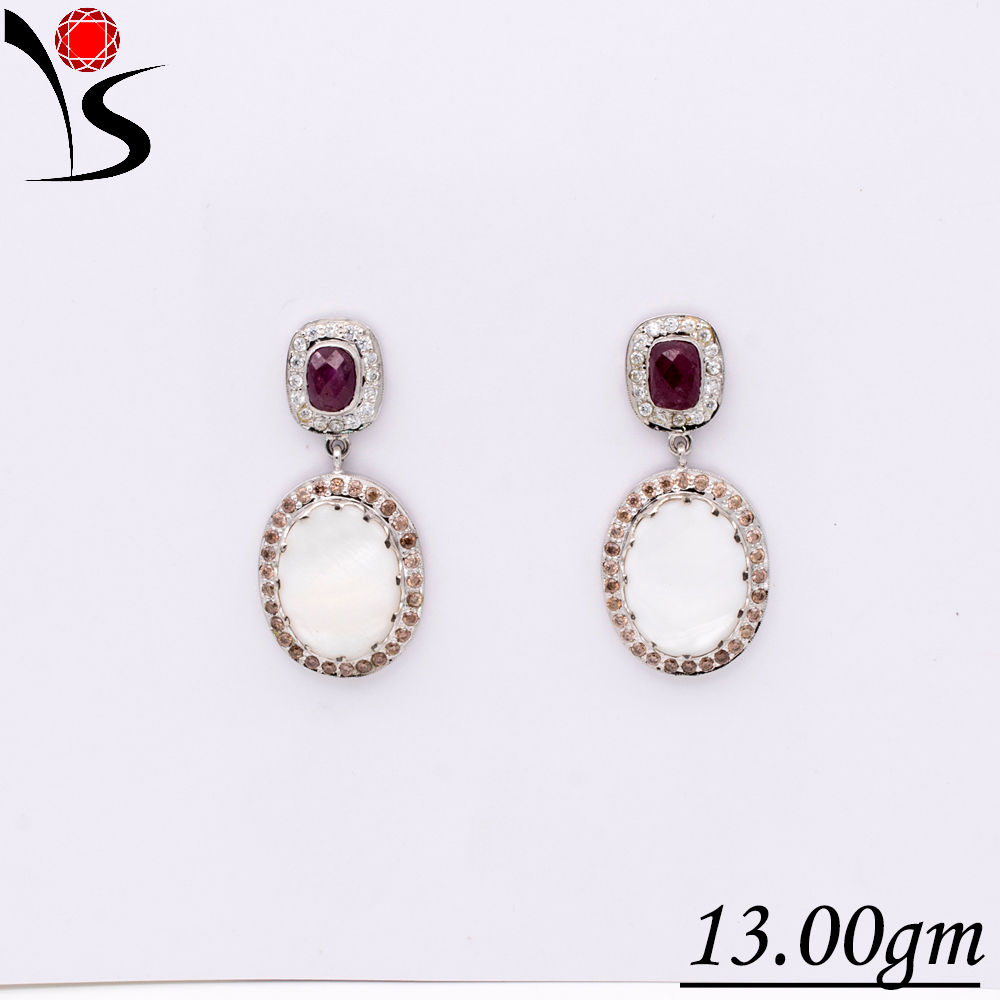 Ruby Smokey Zircon Earrings