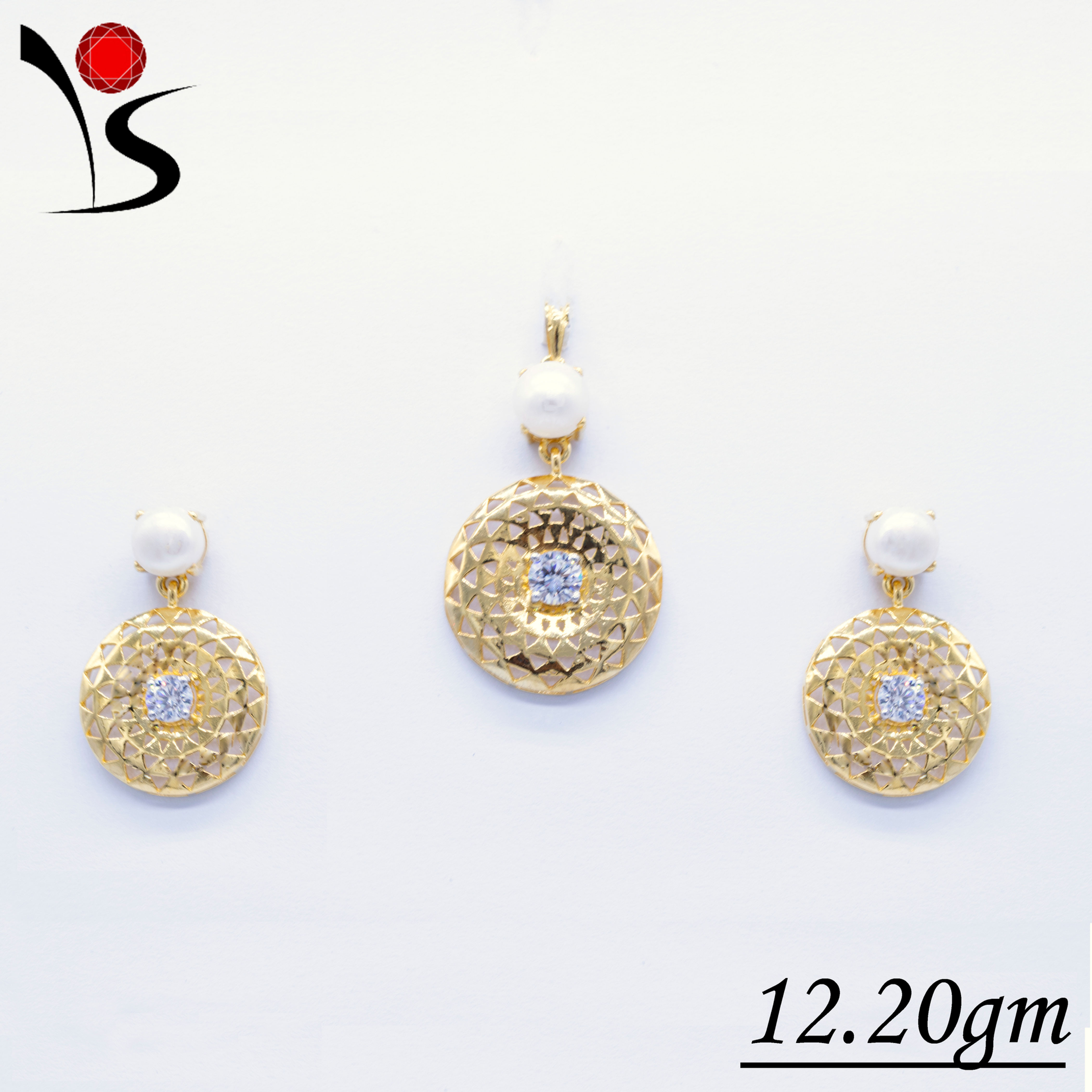 Pearl Zircon Locket Set