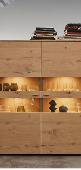 Etagère de rangement | 6 Tiroirs | 2 en verres |Bois Beige | Design