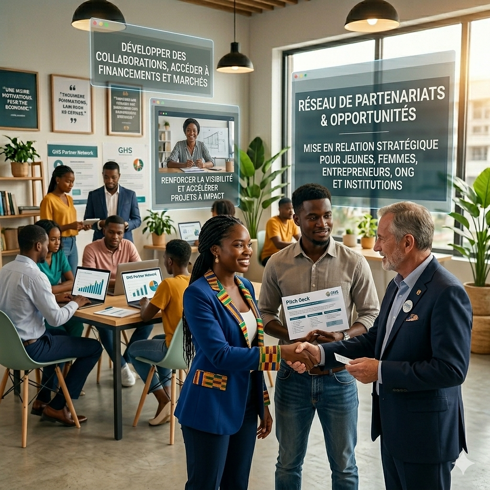 Développez votre réseau en vous connectant à des ONG, entreprises, investisseurs et experts pour accéder à des partenariats, financements, marchés et nouvelles opportunités de croissance.