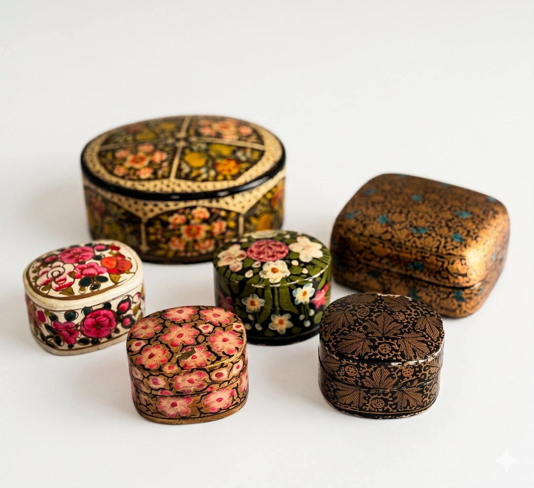 Kashmiri Paper Mâché Jewelry Boxes