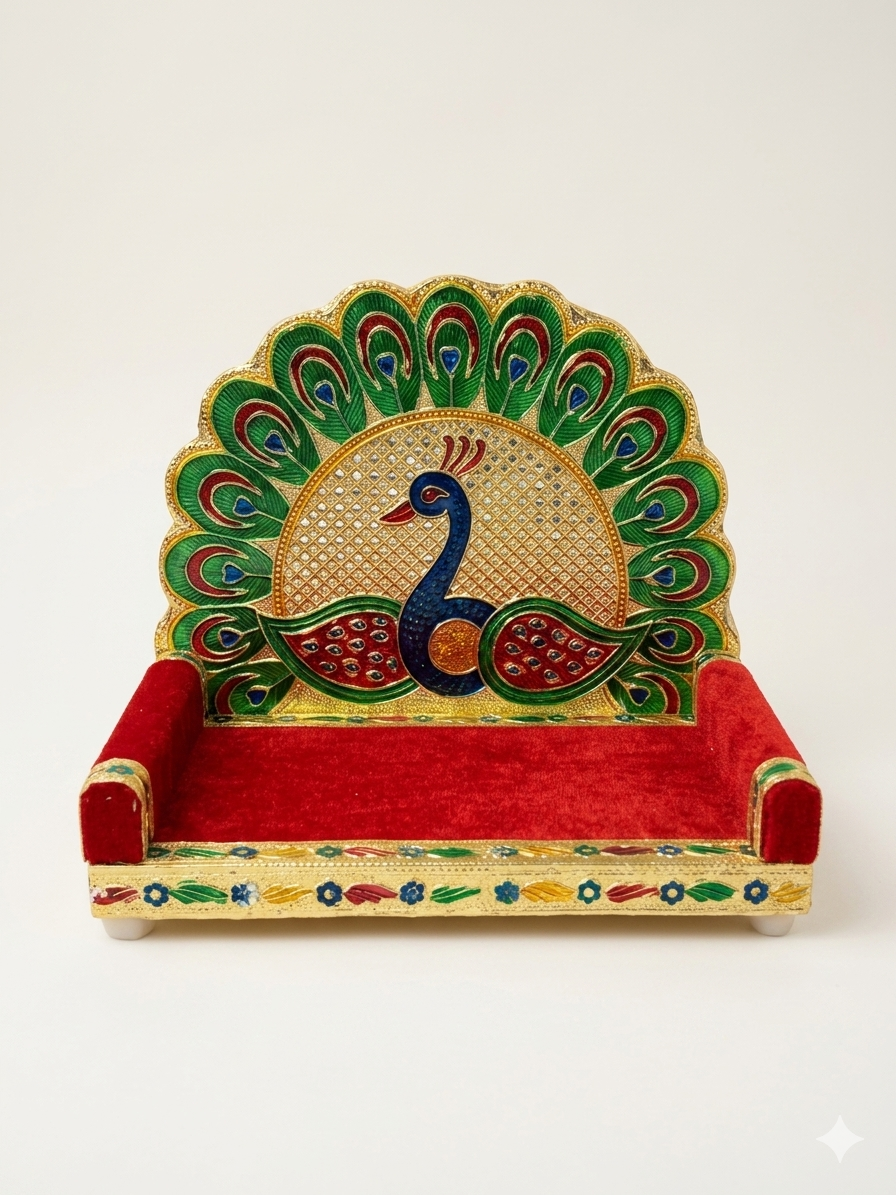 Peacock Chowki / Decorative Wooden Seat