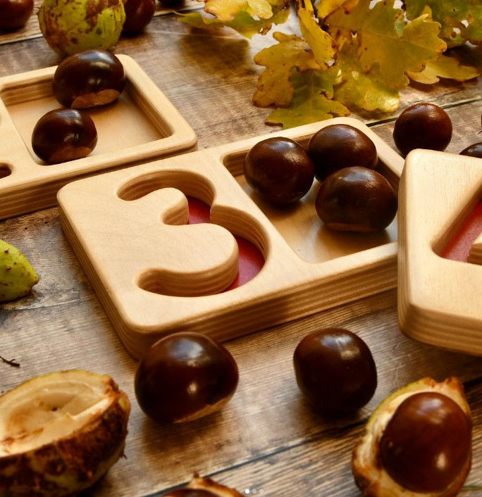 Thumbnail: Wooden Number Trays - Set of 9