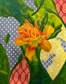 Family Values, Acrylic, Oil, and Fabric on Encaustic Board, 2023