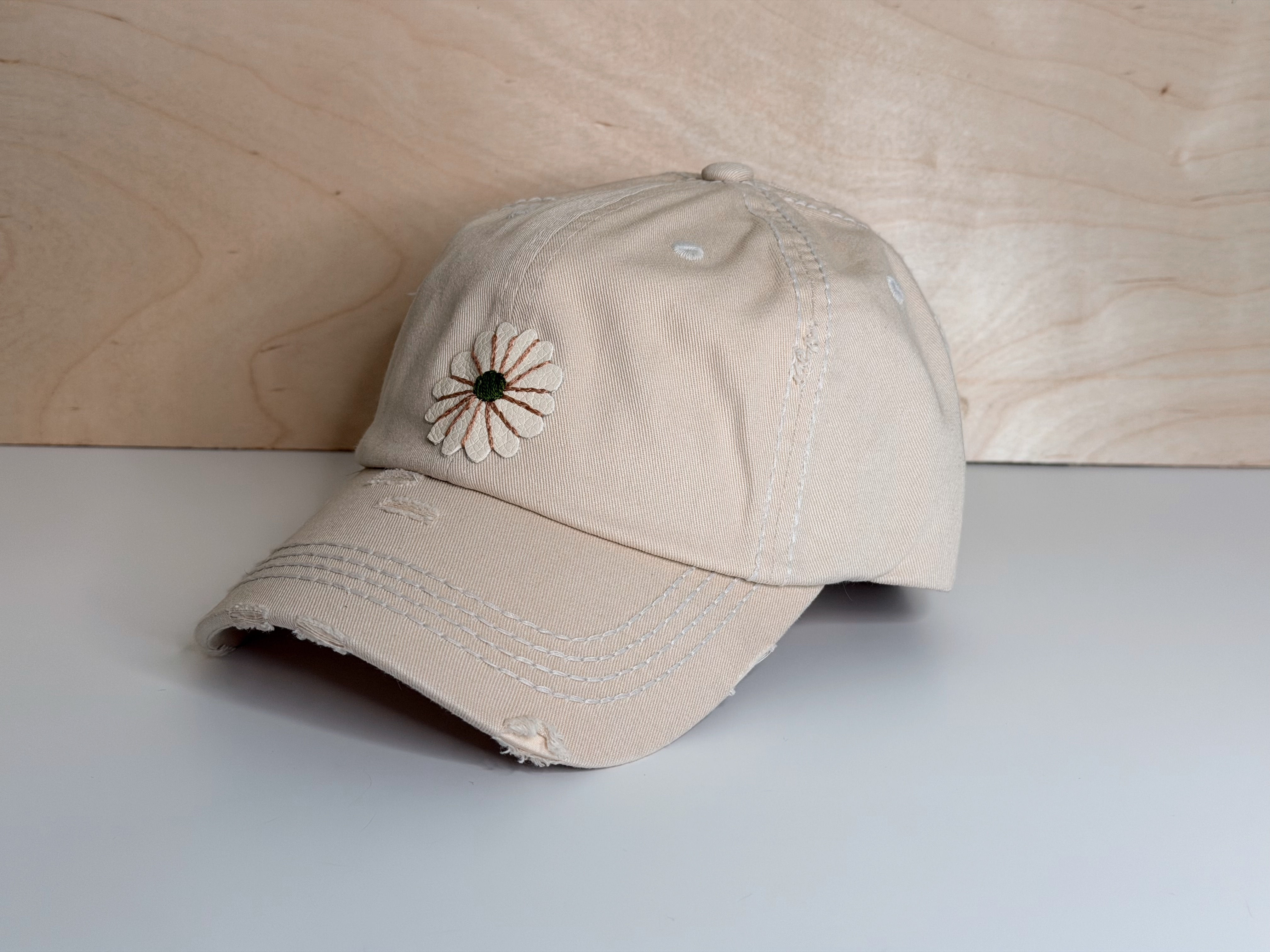 Tattered Stone Daisy Hand Embroidered Hat