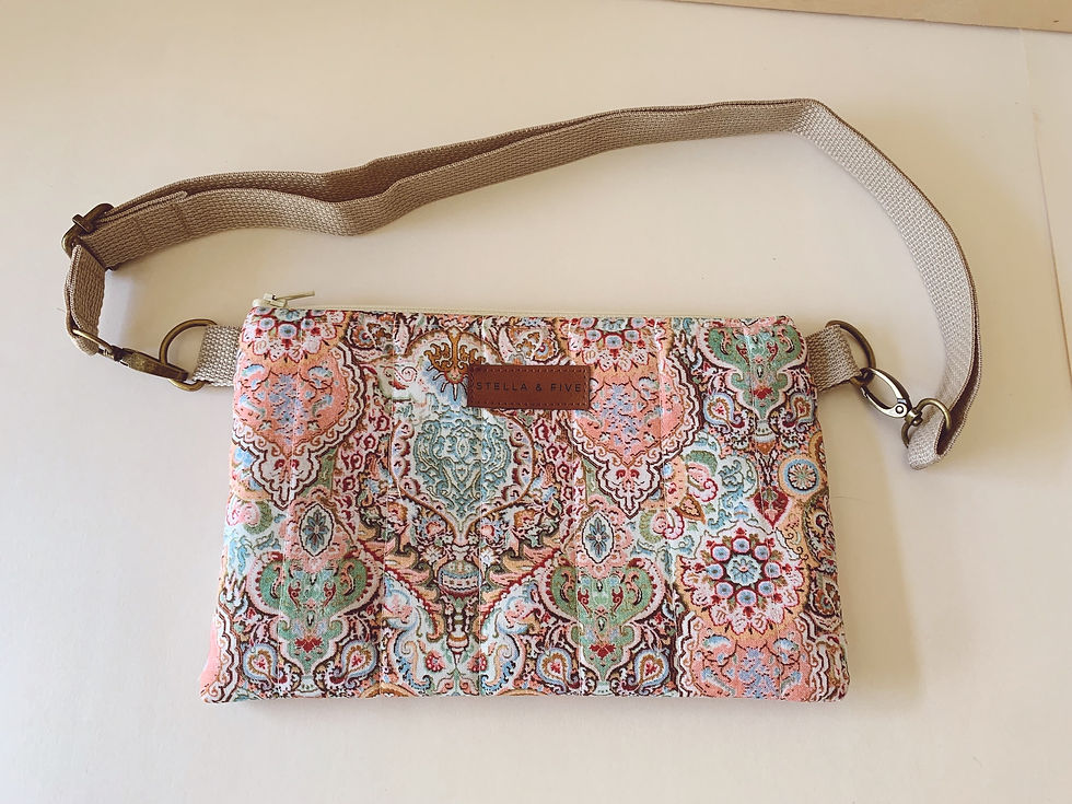 Thumbnail: Pink Paisley Floral Quilted Pocket Bag - Crossbody Bag Fanny Pack