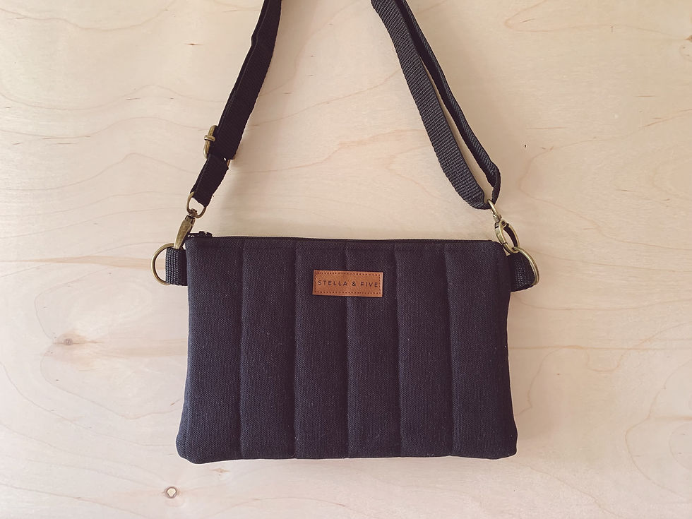 Black Canvas Pocket Bag - Crossbody Bag Fanny Pack