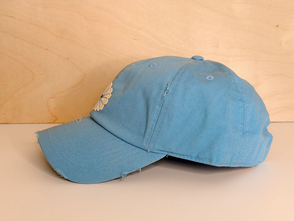Thumbnail: Tattered Sky Blue Daisy Hand Embroidered Hat