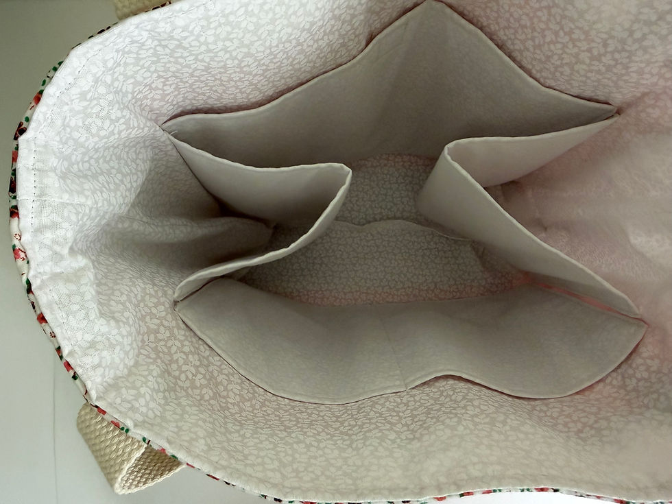 Thumbnail: Vintage Basket Quilt Tote Bag -  with drink pockets