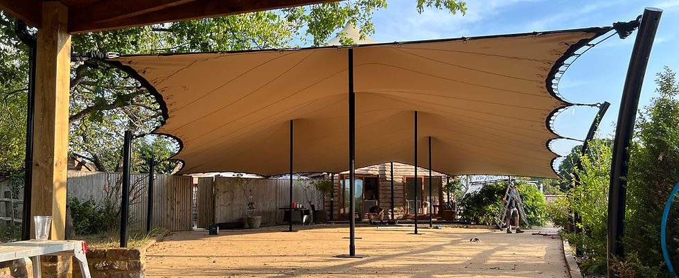 large custom cut chino stretch tent custom metal posts