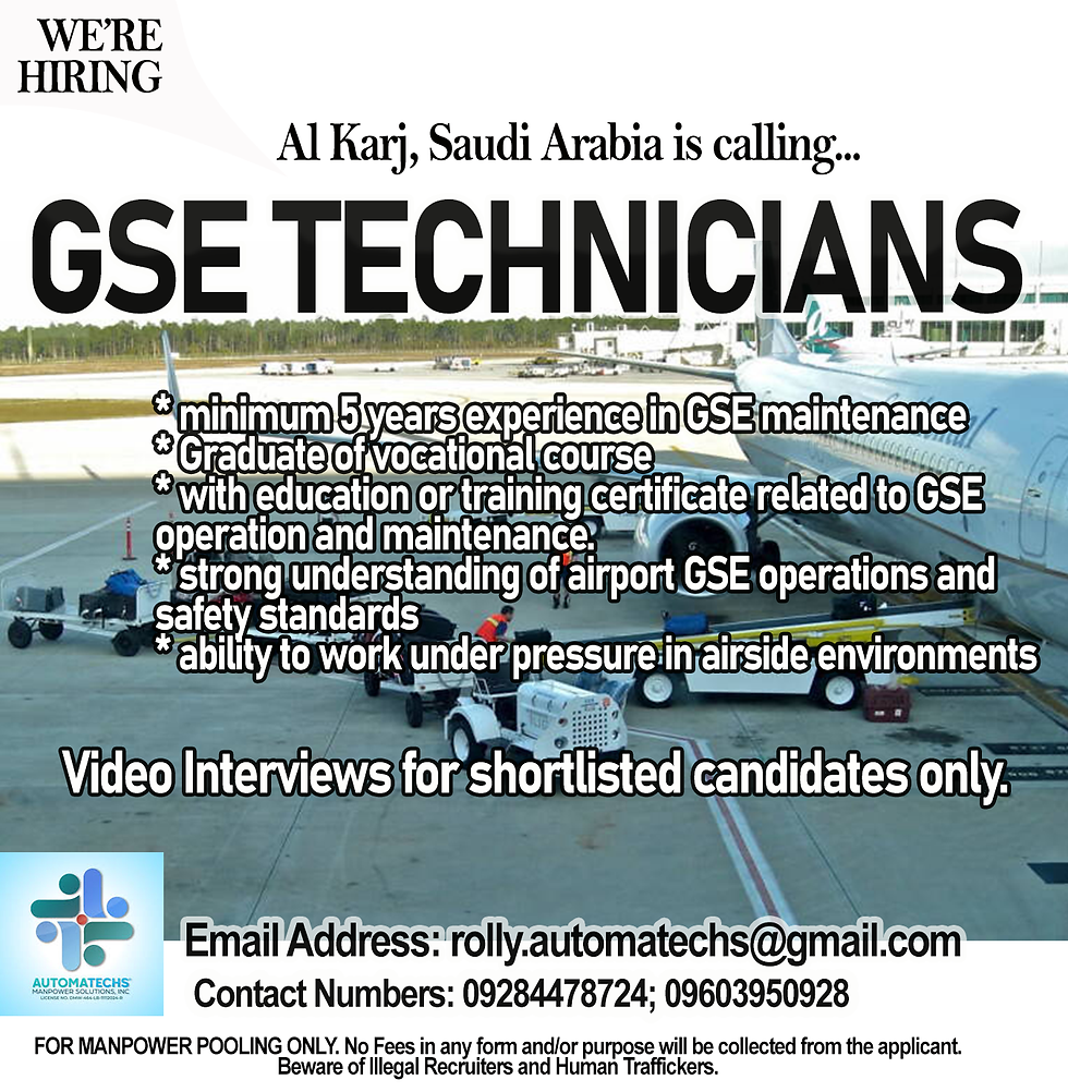 Job Opportunities bound for Saudi Arabia's Aviation Industry.