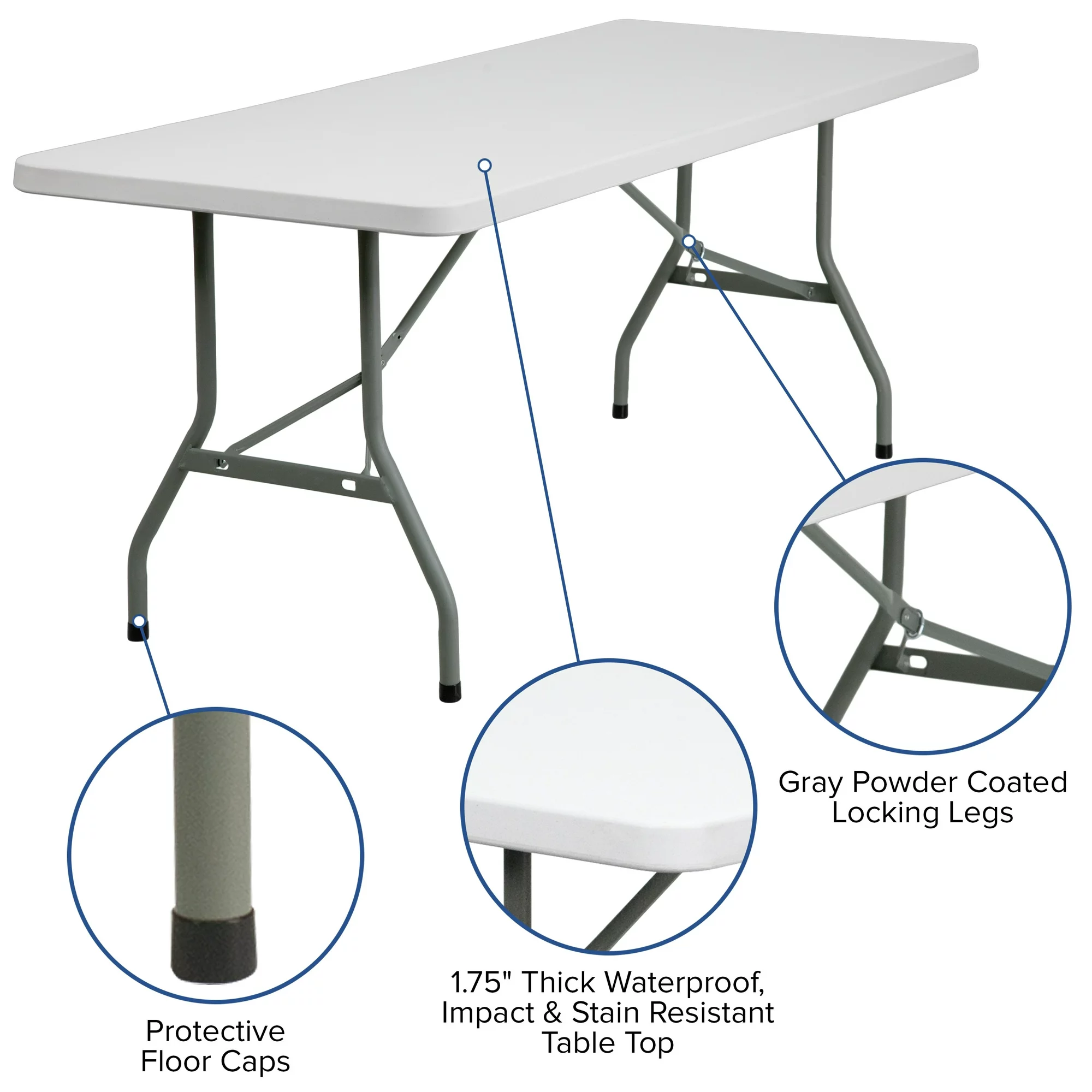 30 x 72 White Plastic Folding Table: Perfect for Events, Parties & More!
