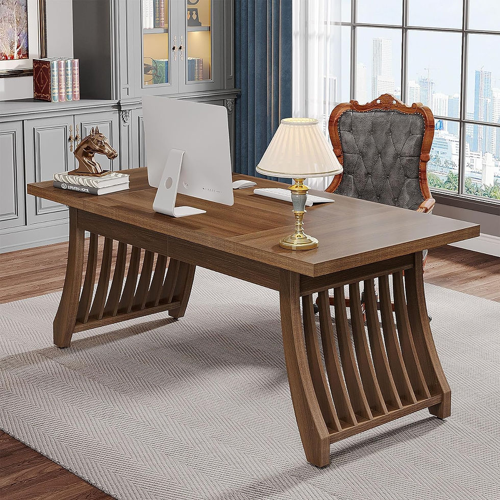 Thumbnail: Tribesigns Executive Desk, 62" Wood  Mid Century Modern