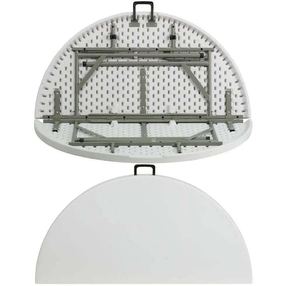 Thumbnail: Lancaster  48" Round Heavy-Duty Granite White Plastic Bi-Folding Table