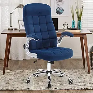 REFICCER Ergonomic Velvet Executive HighBack Chairs with Flip up Arms - Blue