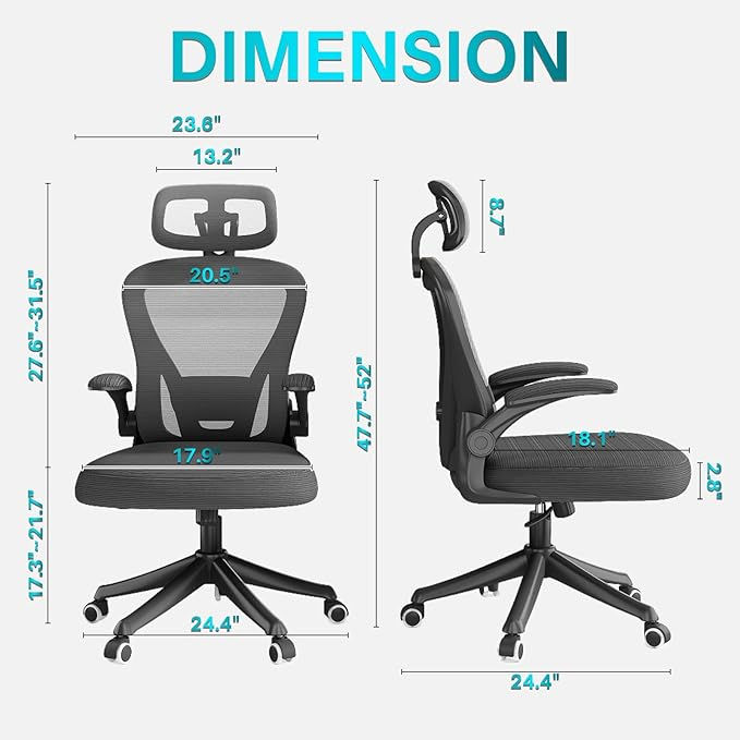 Thumbnail: Seekfancy High Back Comfy Mesh Chair W Flip Up Arms