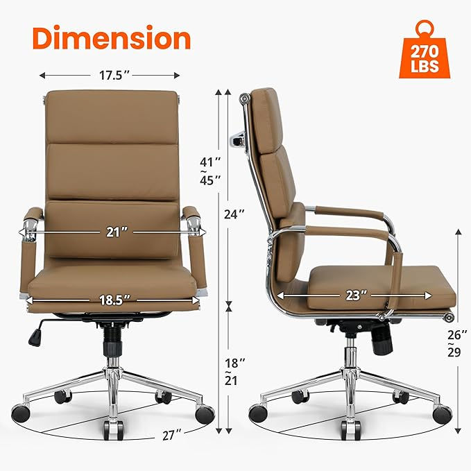 Thumbnail: NEO CHAIR Century Modern High-Back Cushioned Chair, Brown