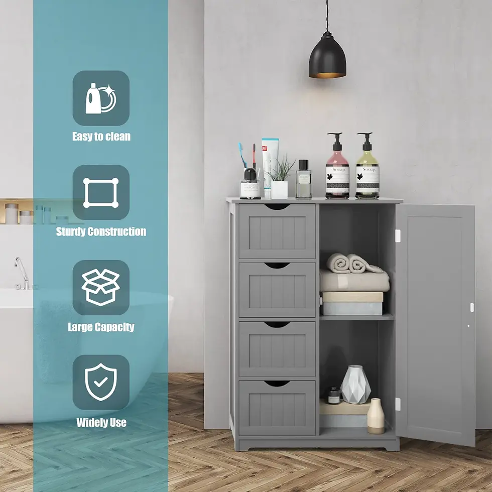 Thumbnail: Costaway Wooden 4 Drawer BathroOM cabinet