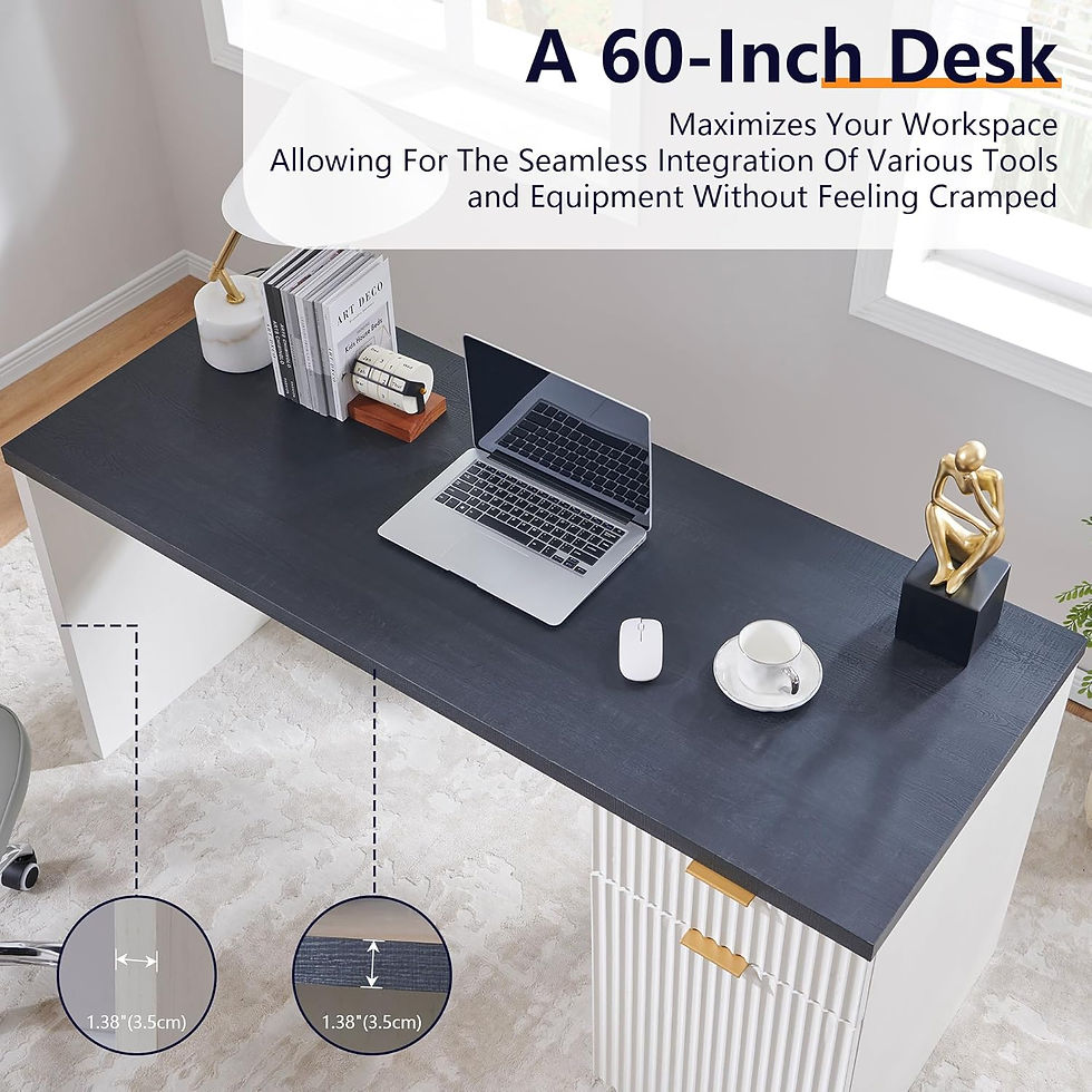 Thumbnail: JXQTLINGMU 60" Modern Executive Desk with Storage , Antique White