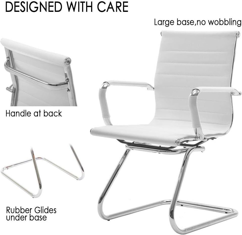 Thumbnail: Yaheetech Faux Leather Guest Chairs , White