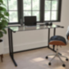 Flash Furniture Glass Pedestal Frame Desk