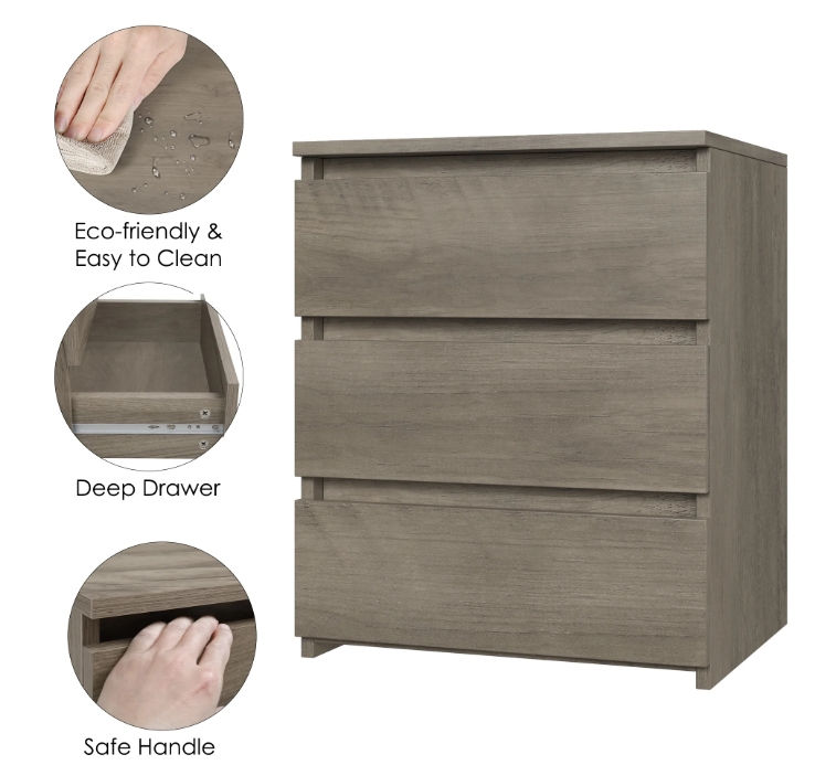 Thumbnail: Homfa 3 Drawers Nightstand , Cabinet