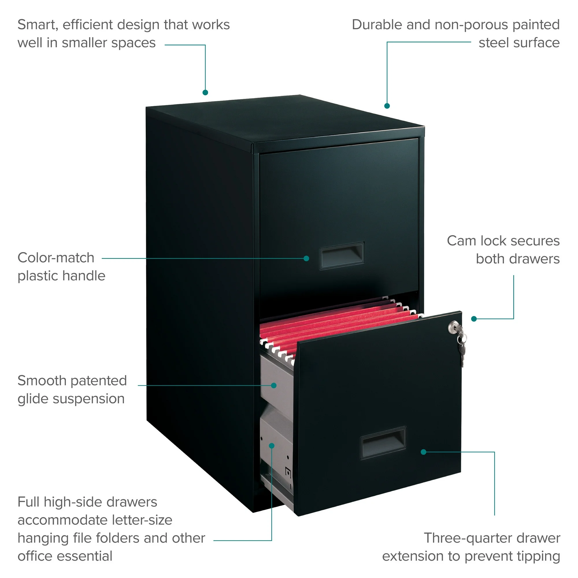 Lorell 14341 18 Deep 2Drawer File Black COS Ltd.