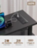 Thumbnail: Greenstell 39" Computer Desk with Built-in Outlets & LED, 3-Drawer , Black
