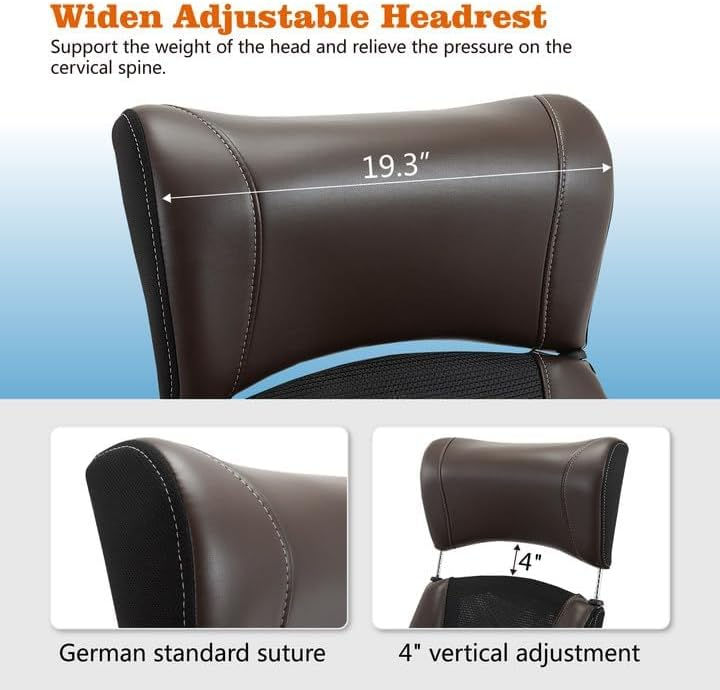 Thumbnail: ZLHECTO Executive HighBack Leather  Chair  , Widened Adjustable Headrest with Fl