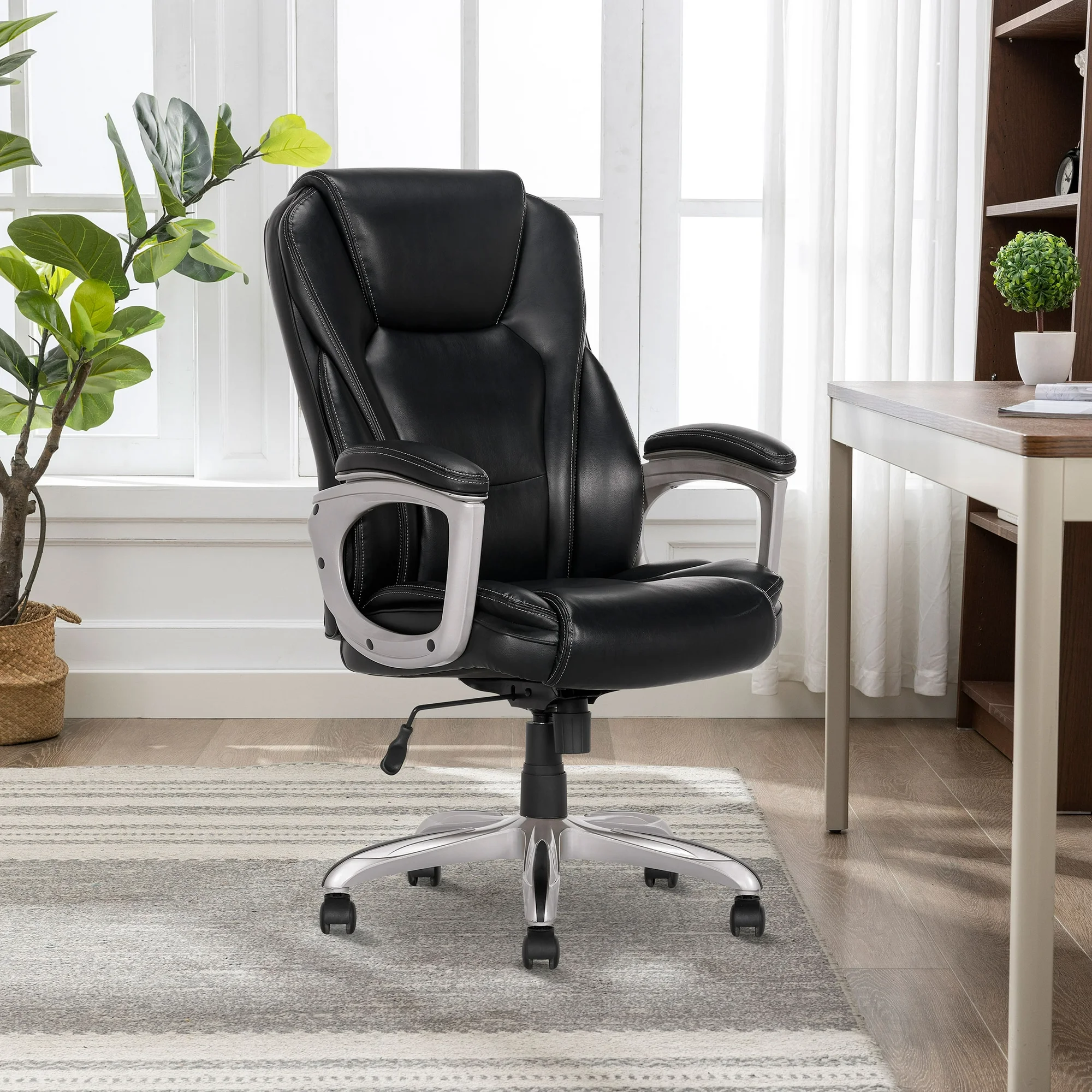 Serta HeavyDuty Bonded Leather Commercial Office Chair with Memory