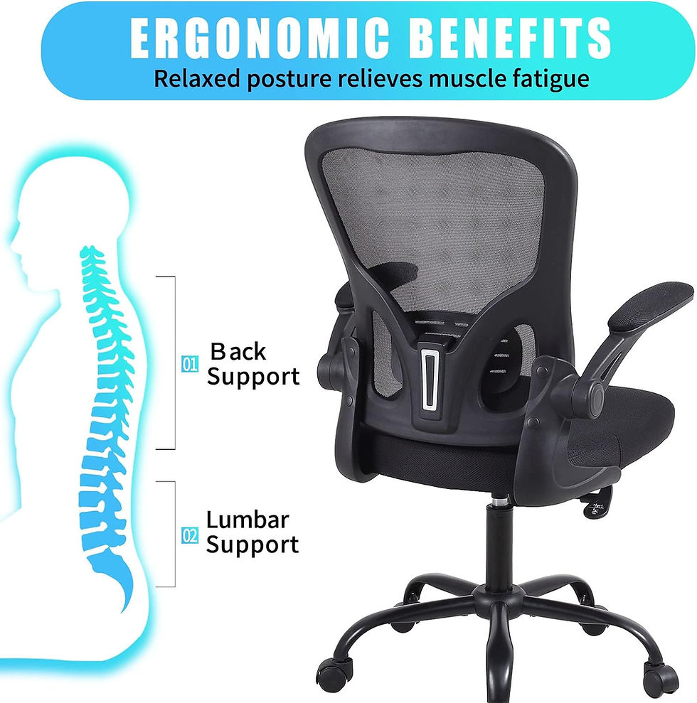 Thumbnail: Flysky Ergonomic  Mesh Mid Back Modern Swivel Chair with Lumbar Support Flip-Up