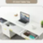 Thumbnail: DreamCurship 57" Executive Desk with 7 Drawers, White and Gold