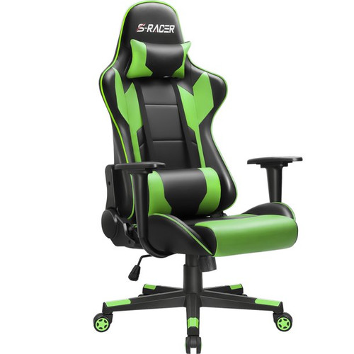 Homall/Racer Gaming Chair with Headrest and Lumbar Support Green