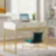 Thumbnail: Tribesigns 47" Computer Desk with 2 Drawers, Simple Modern  white and Gold
