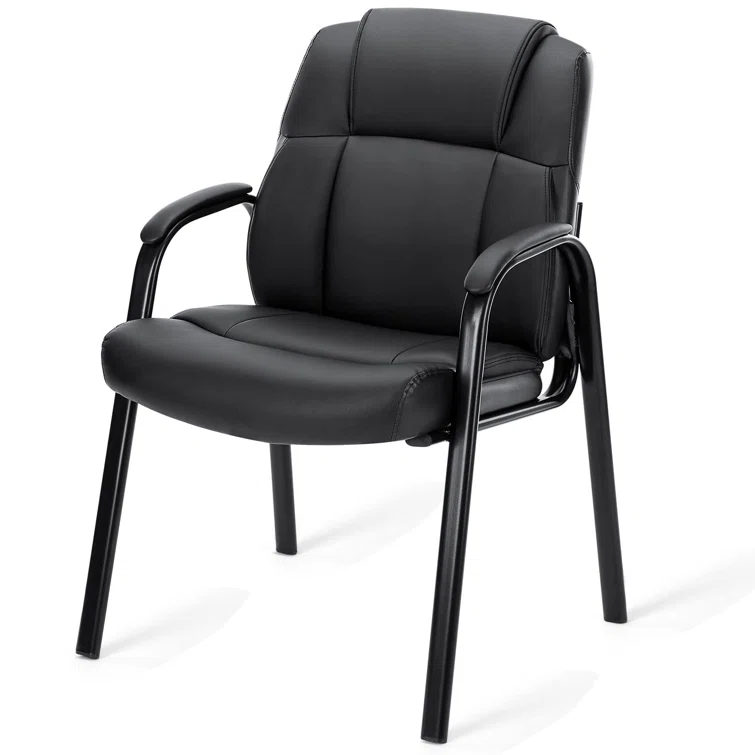 CLATINA EVITA 4 Pack Waiting Room Office Guest Chairs With Leather Padded Armrests - Black