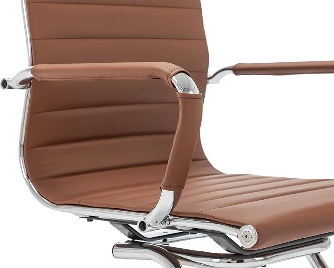 CIMOTA Mid Back Reception Chairs with Sled Base - Coffee