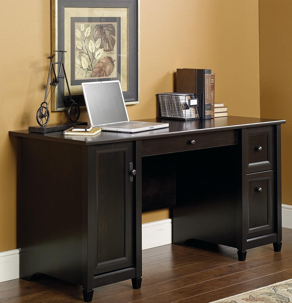 Thumbnail: Sauder Edge Water Computer Desk with Storage Drawers , Estate Black