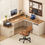Thumbnail: YOMILUVE 63" Farmhouse L Shaped Executive Desk with Drawer , Antique White