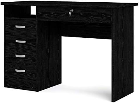 Thumbnail: Tvilum Desk with 5 Drawers, Black Woodgrain