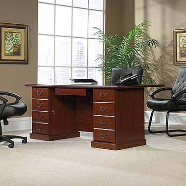 Sauder Heritage Hill 70"W Executive Desk, Classic Cherry Finish