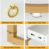 Thumbnail: Tribesigns 47" Computer Desk with 2 Drawers, Simple Modern  white and Gold